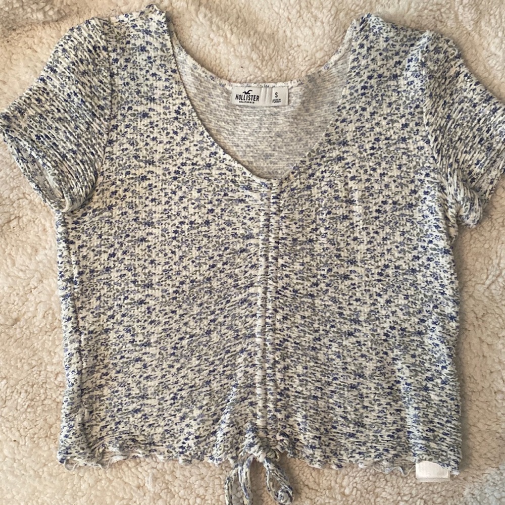 Hollister white floral crop top